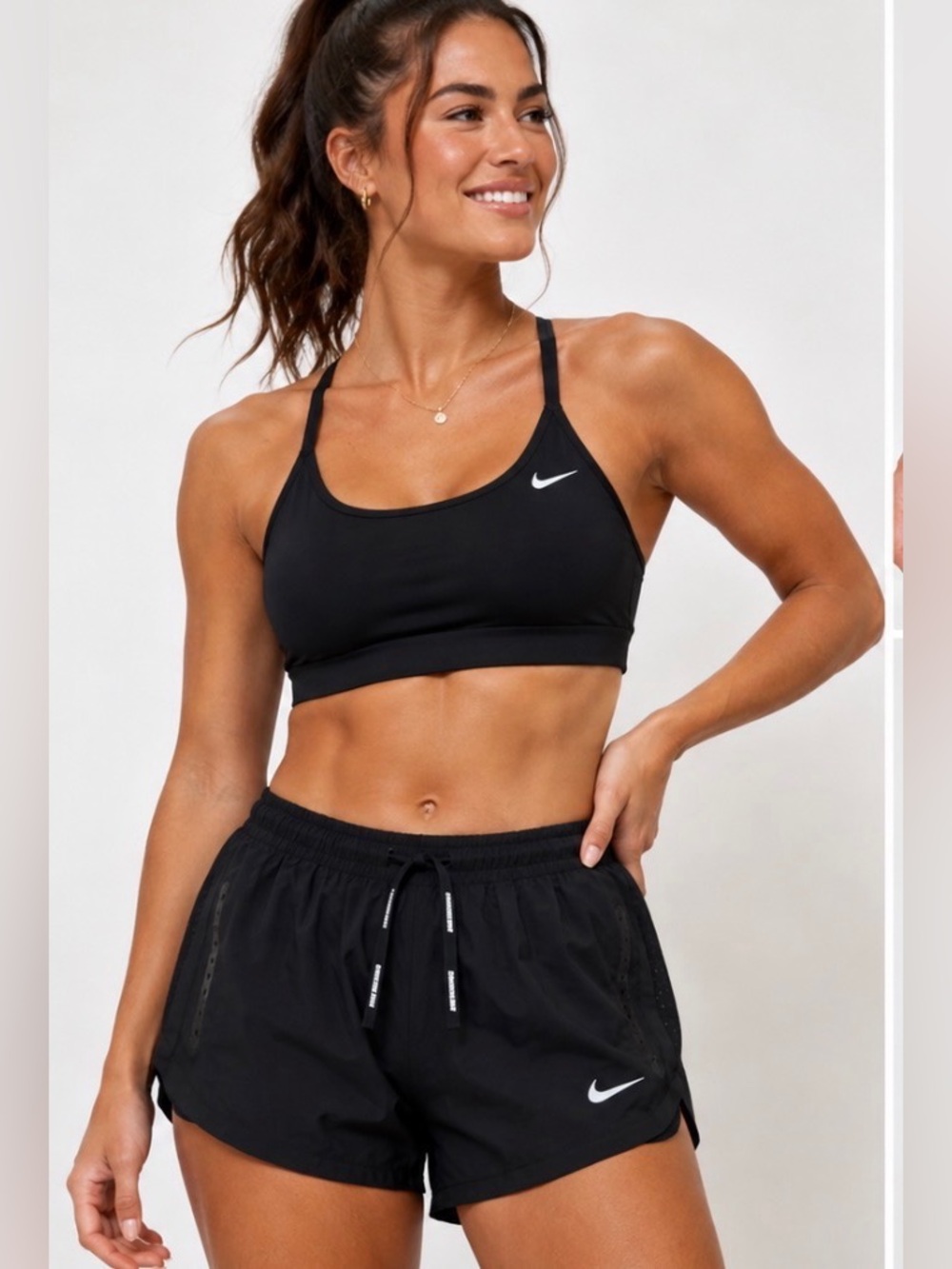 Nike Dri-FIT Black Running Shorts Size Small Built-In Brief Open Side Design